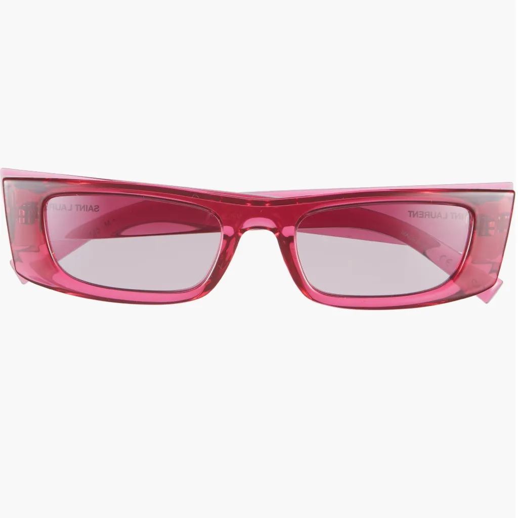 Saint Laurent  52mm Hot Pink Rectangular Sunglasses - Image 2