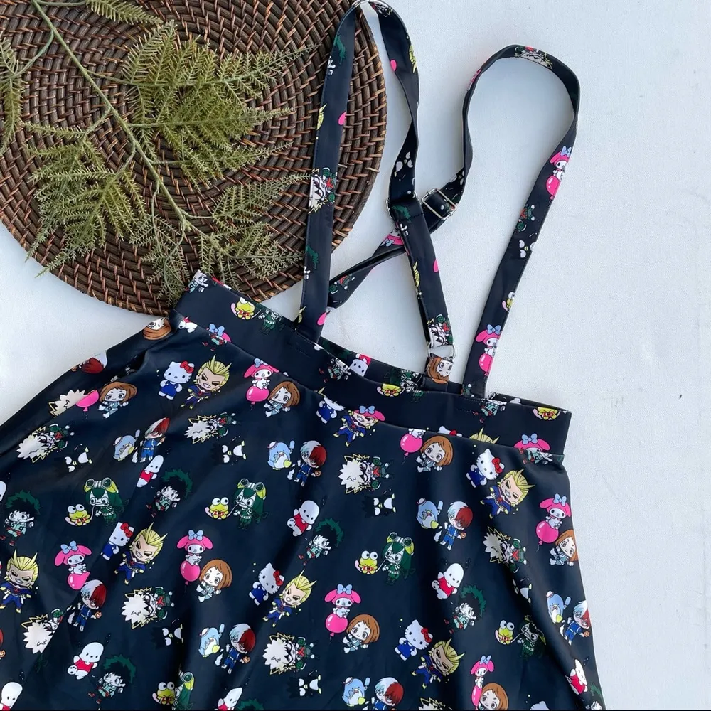 HOT TOPIC My Hero Academia x Hello Kitty Womens Suspender Skirt Size XL - Image 2