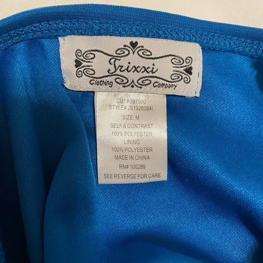 Y2K VTG Three Pink Hearts Trixxi Blue Homecoming Party Dress Size Medium - Image 6