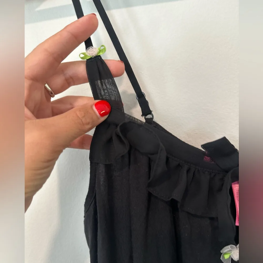 Betsey JohnsonY2k Black Night Gown Size Small Black T406 - Image 4