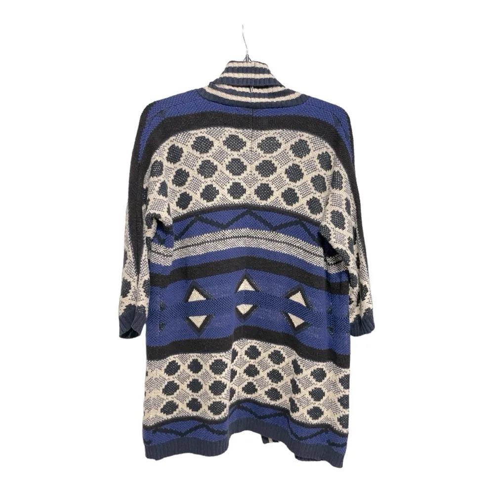 Lucky Brand Womens Blue Geometric Oversized Open Front Cardigan Sweater XS/S - Image 6
