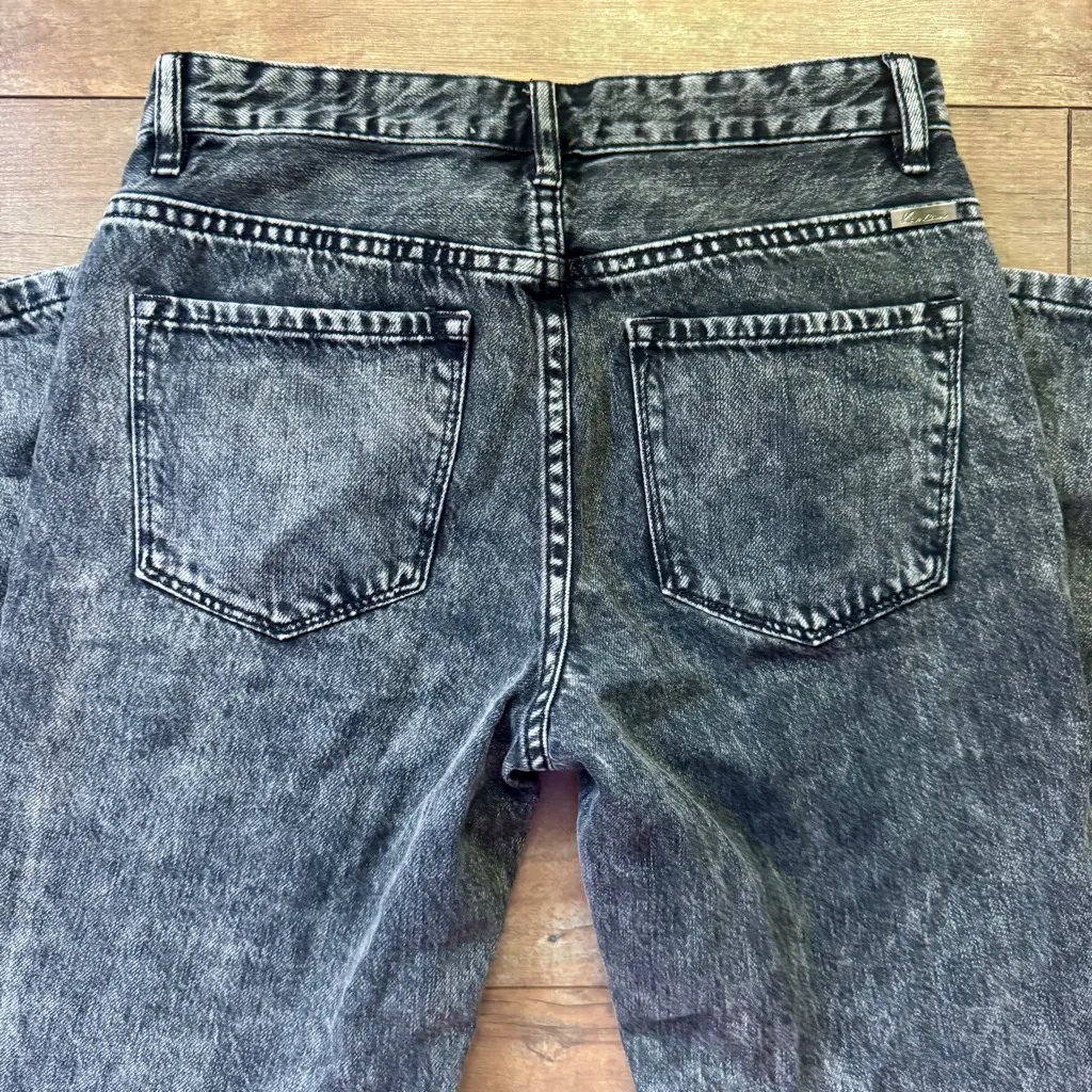 KanCan Rita High Rise Slim Straight Fit Leg Black Acid Wash Distressed Jeans Size 25 - Image 8