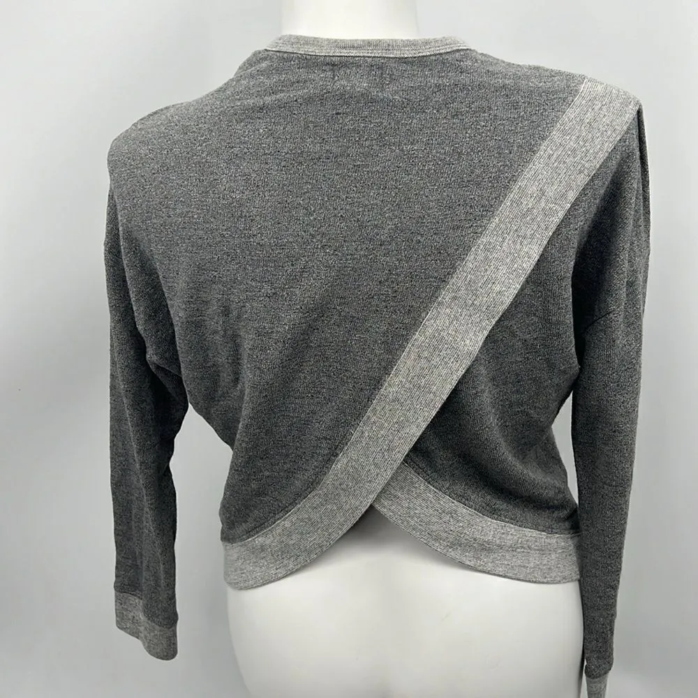Sundry size 1 gray and pink Obsessed long sleeve split back sweatshirt - Image 4