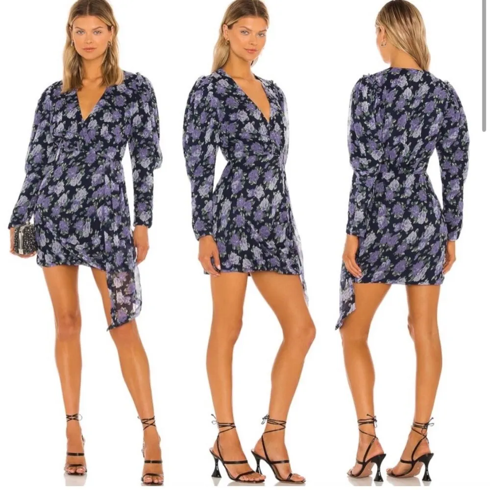 SAYLOR Merritt Floral Puff Sleeve Mini Dress in Navy Floral Multi, XL - Image 4