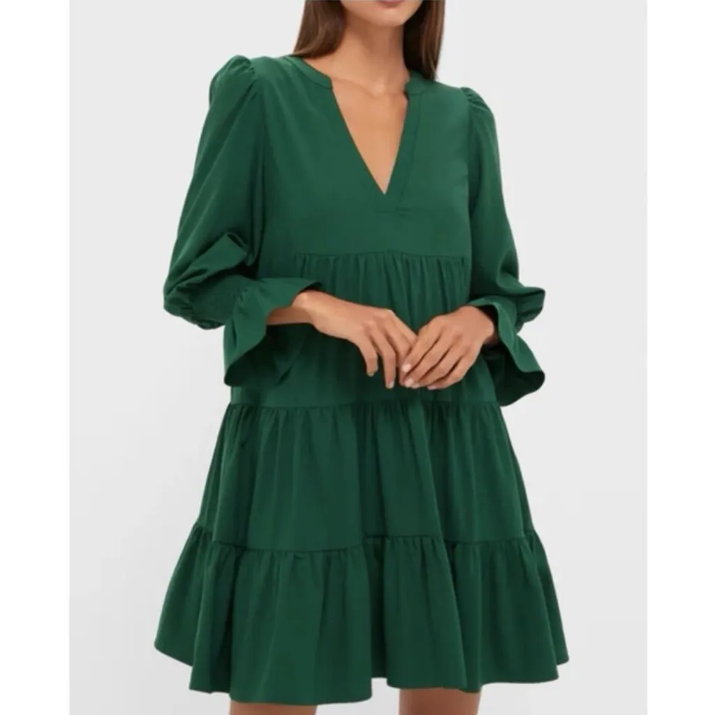 TUCKERNUCK POMANDER PLACE Hunter Green Crepe Kenzo Dress - Image 13