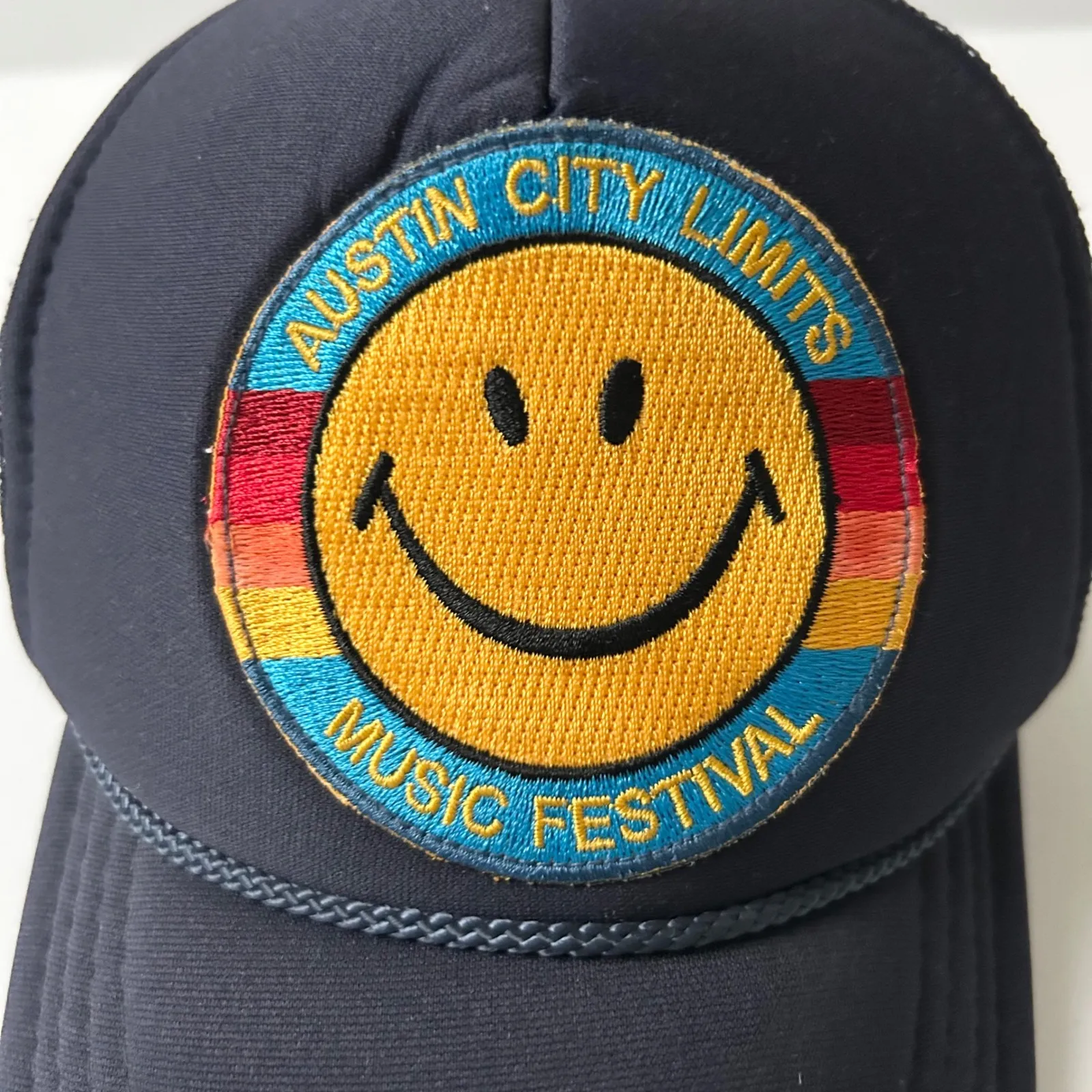 Aviator Nation Trucker Hat Austin City Limits Music Festival Smiley Face Navy - Image 2