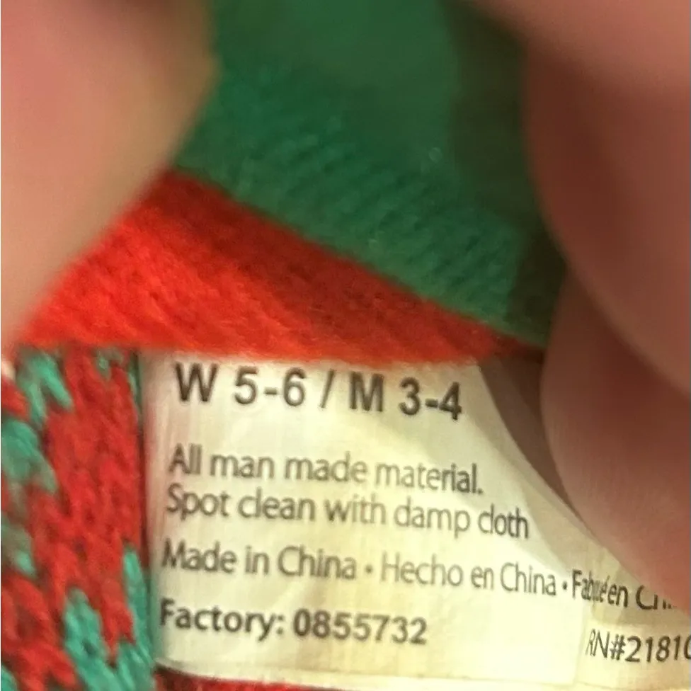 Dearfoams Christmas Colorful Knit Slippers unisex women size 5-6 men=3-4 - Image 4