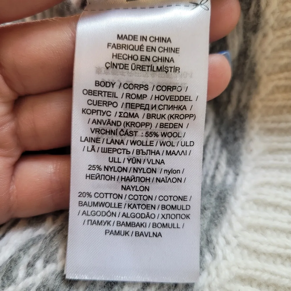 Lauren Ralph Lauren Cream and Gray Wool Blend Nordic Cardigan Size M - Image 12