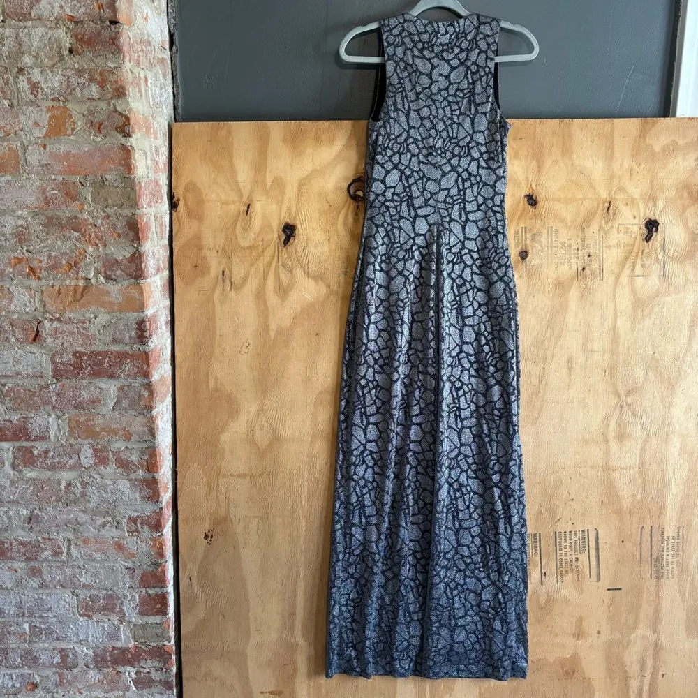 Vintage Andrea Polizzi for Rex Lester Silver Metallic Evening Dress Size 8 - Image 2