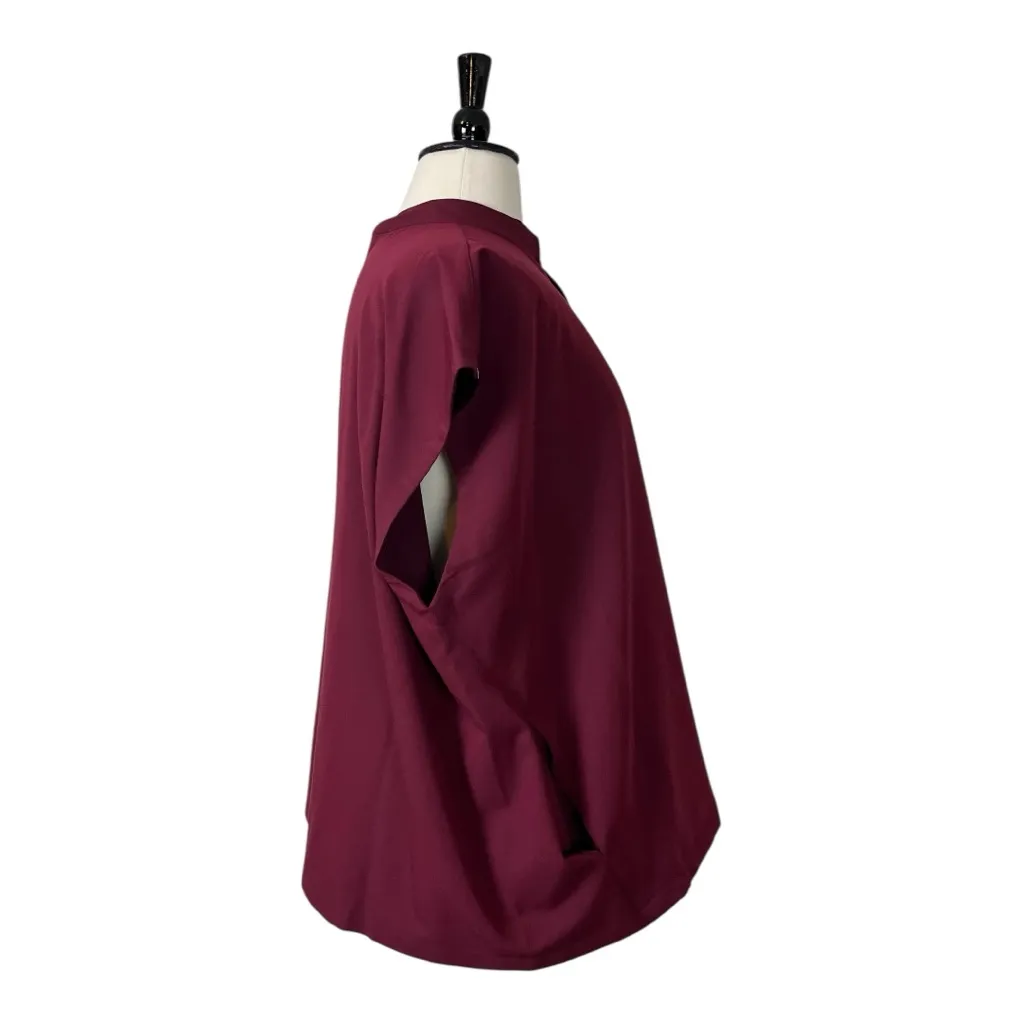 Jaanuu Scrub Top New Aris V-neck Pockets Burgundy Merlot Women’s Plus Size 2X - Image 3