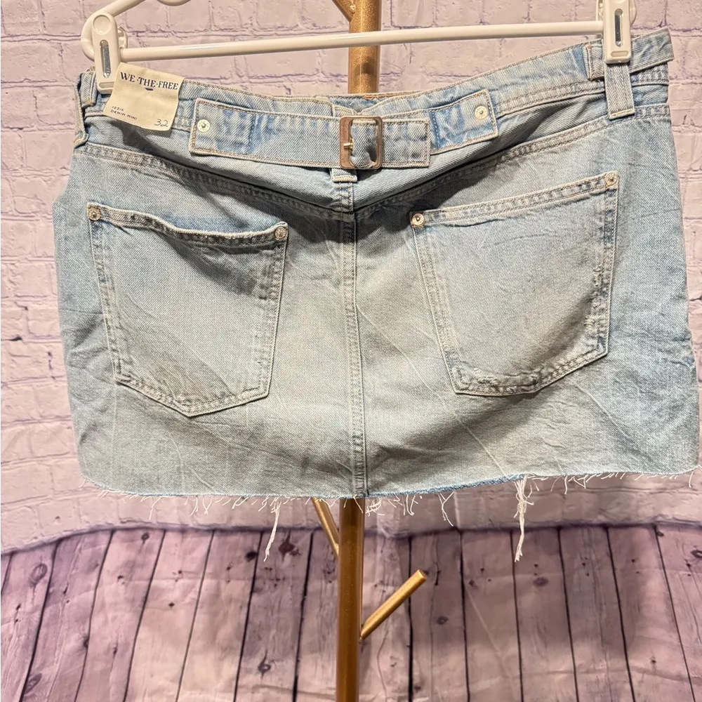 NWT Free People Izzie Denim Mini Skirt Jean Mid Low Rise We The Free Blue 32 - Image 11
