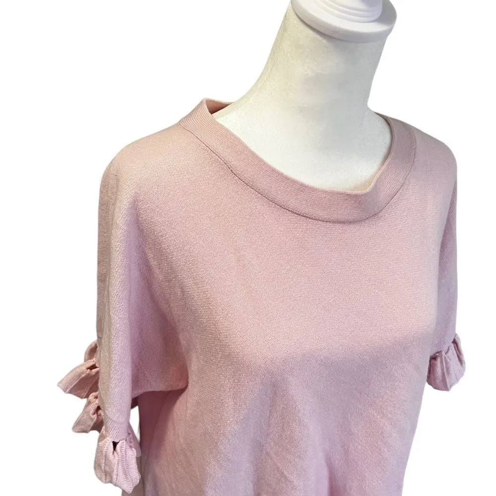 KINROSS 100% Cashmere Short Flutter Sleeve Sweater Pink Size M - Image 4