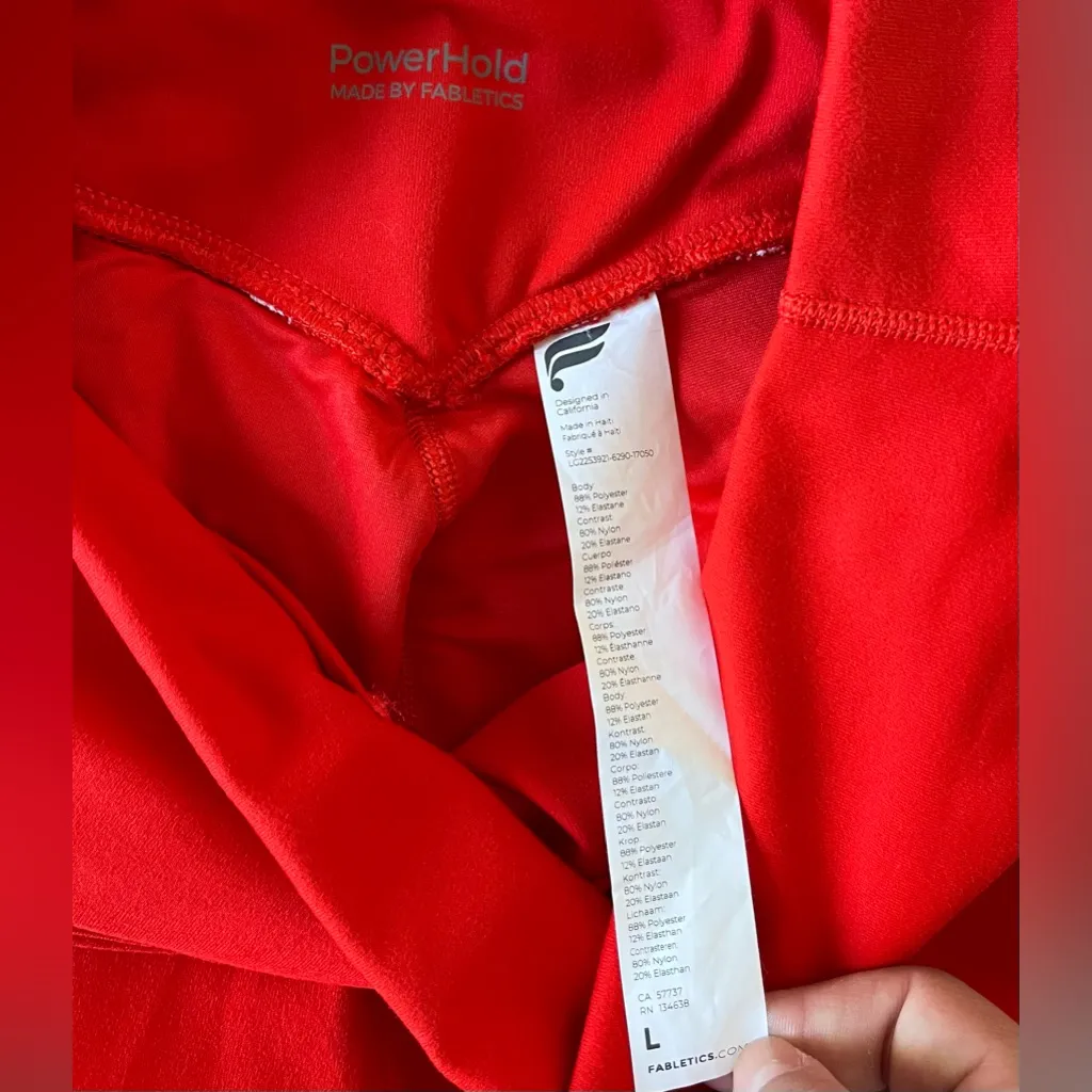 NWOT Fabletics Electric Cherry Mini Leopard Print Hi-Rise 6/8 Leggings SIZE L - Image 10