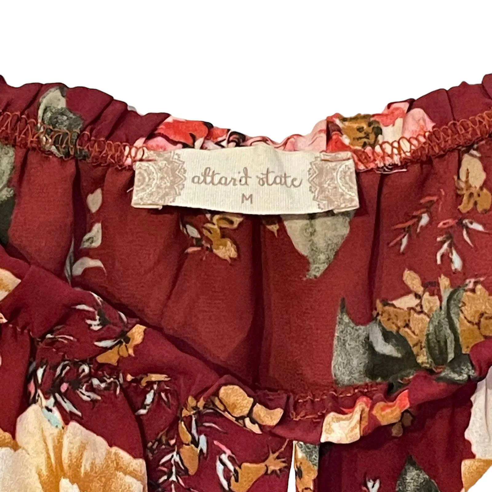 Altard State Boho Floral Off Shoulder Crop Top Longsleeve Tie Front Women Medium - Image 6