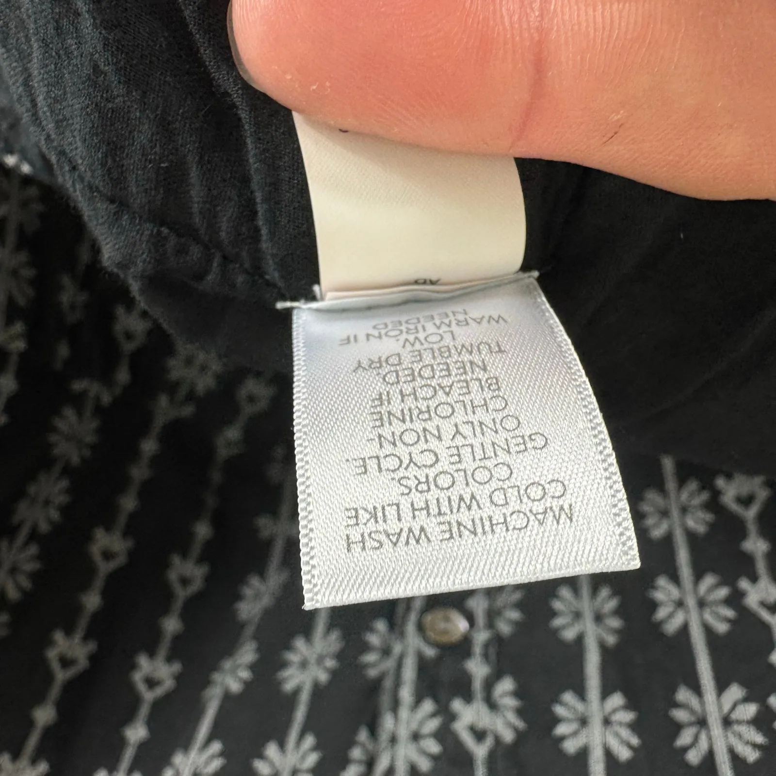 Pure Jill J. Jill 100% Cotton Black Gray 3/4 Sleeve Button Down Shift Dress MT Size M - Image 7