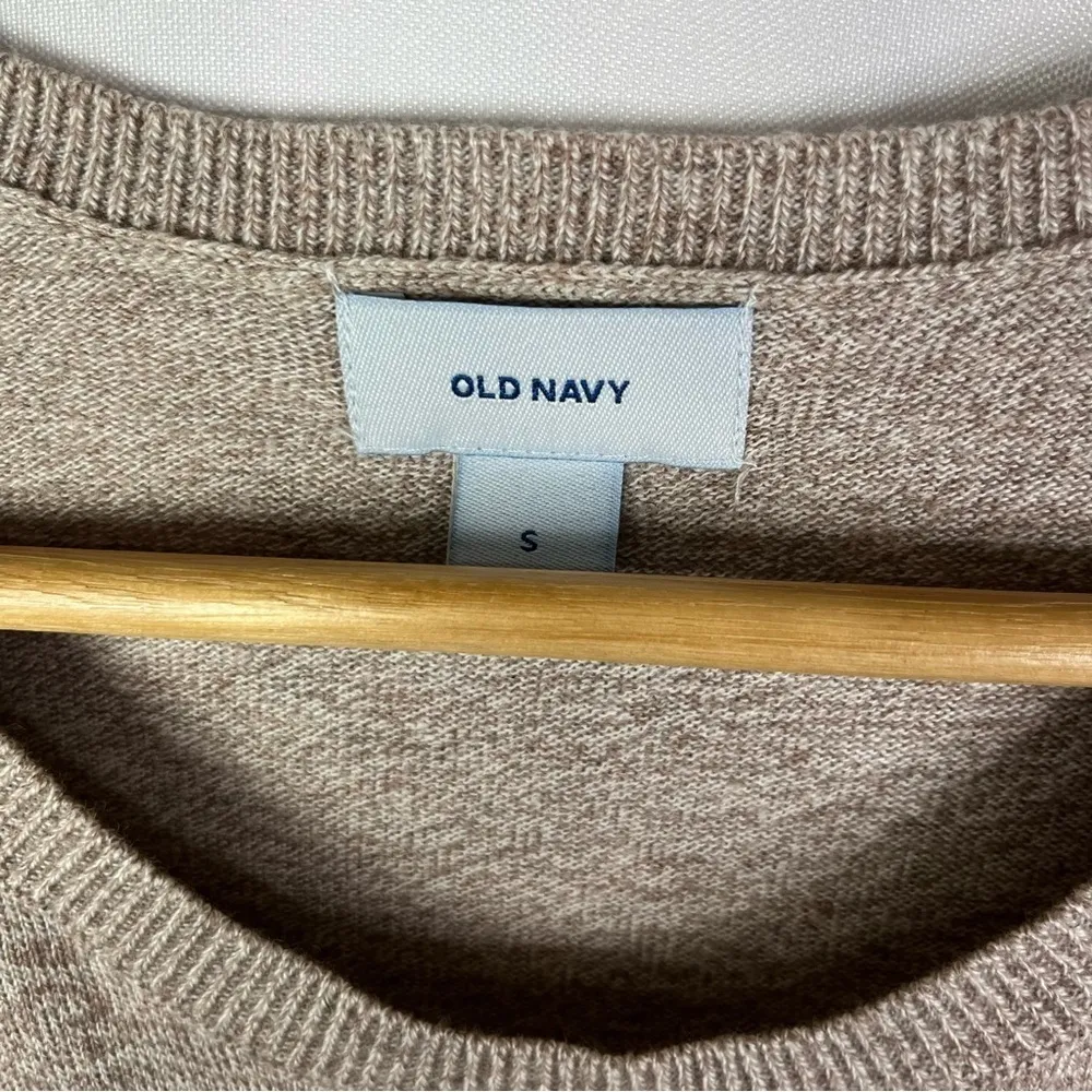 Old Navy Light Tan Brown Crewneck Knit Pullover Sweater S - Image 4