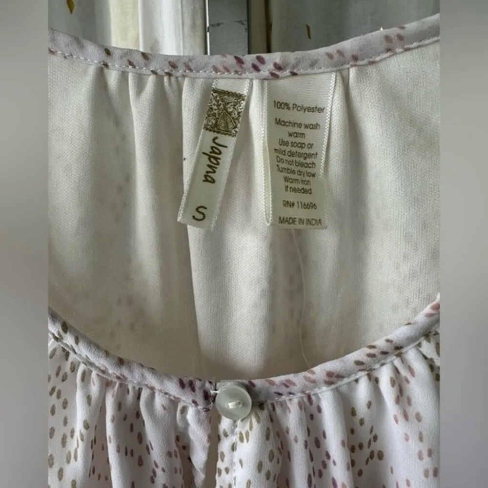 Japna NWT Boho Long Sleeves Smocked Peasant Prairie Flowy Ditsy Blouse S - Image 3