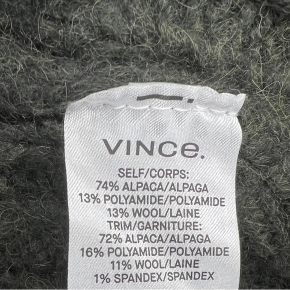 Vince Mirrored Cable Knit Alpaca Wool Blend Pine Green Turtleneck Sweater XL - Image 4