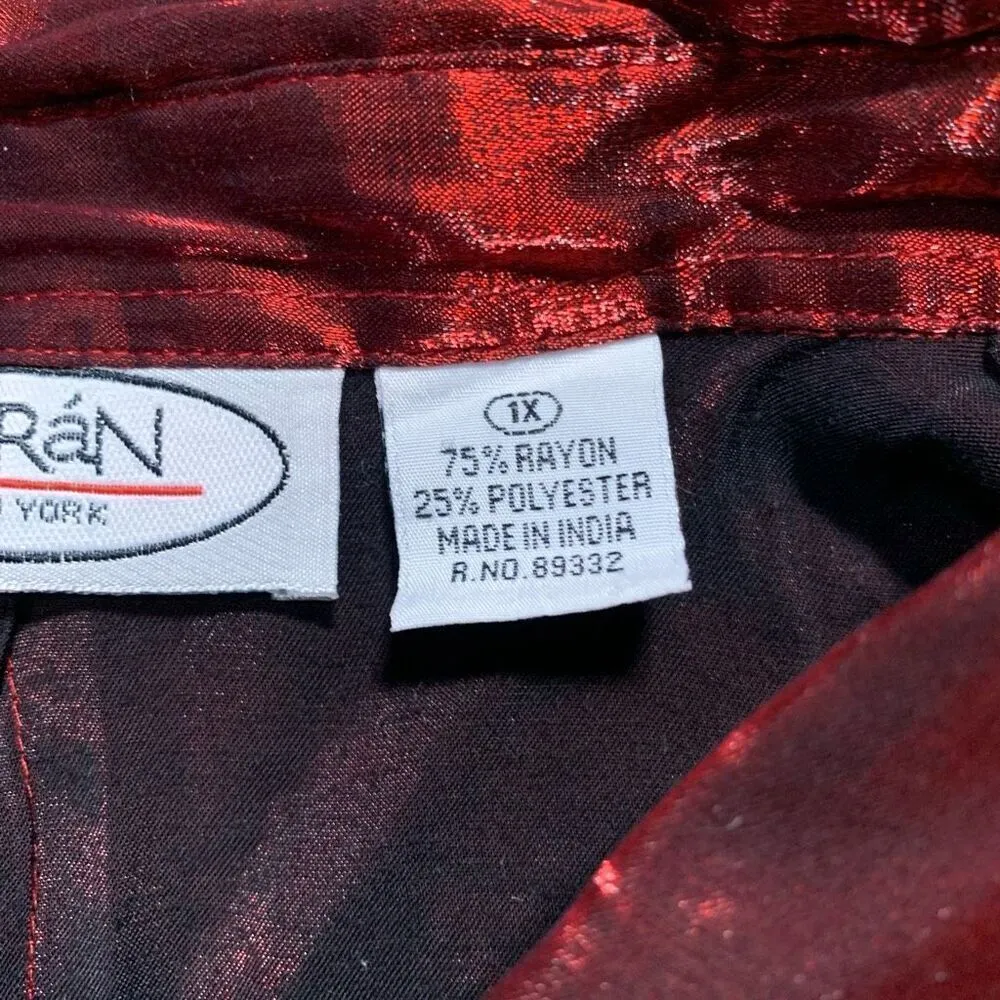 Vintage Caran New York Metallic Maroon Red Button - Image 8