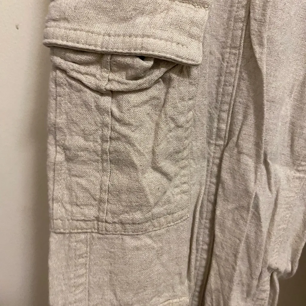 Hollister Womens Beige Ultra High Rise Cargo Pants S Linen Blend 28x29 Waist 28” - Image 4
