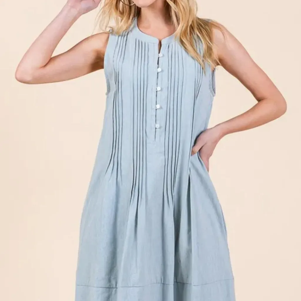 ✨NWT Lime 'N' Chili‎ Denim Pintuck Detail Sleeveless Midi Dress - Image 6