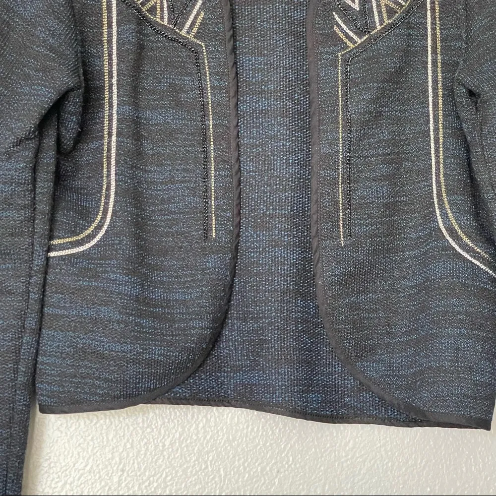 American Eagle Navy/Blue Bolo Open Front Cardigan/Jacket Metallic Detail Medium - Image 3
