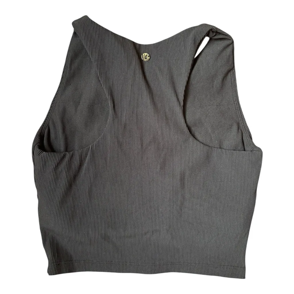 BuffBunny Henley Ribbed Crop Top Onyx Black Size Large Snap - Image 2