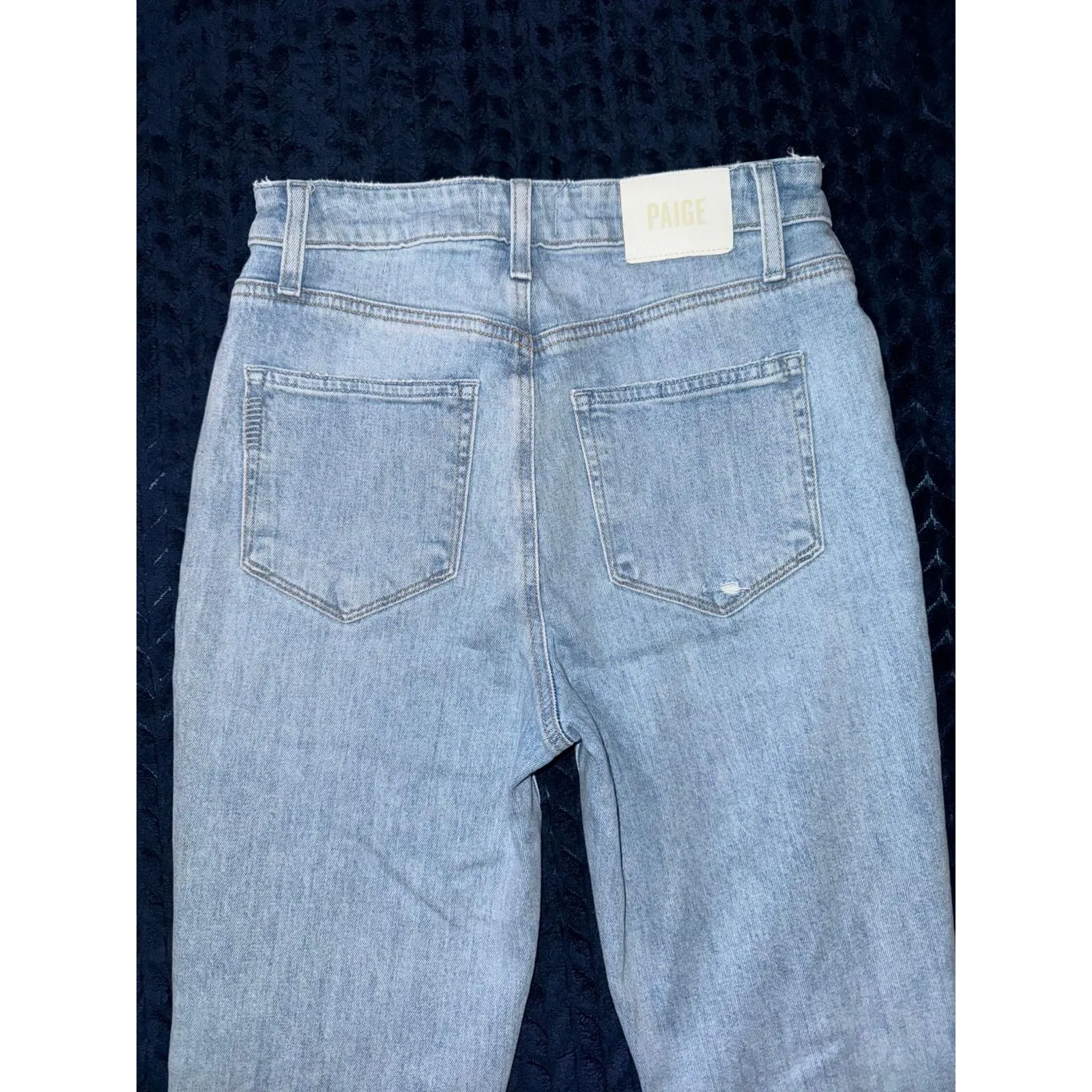 Paige Sarah Slim‎ Distressed Jeans Ripped High Rise Denim Light Wash Size 27 - Image 6
