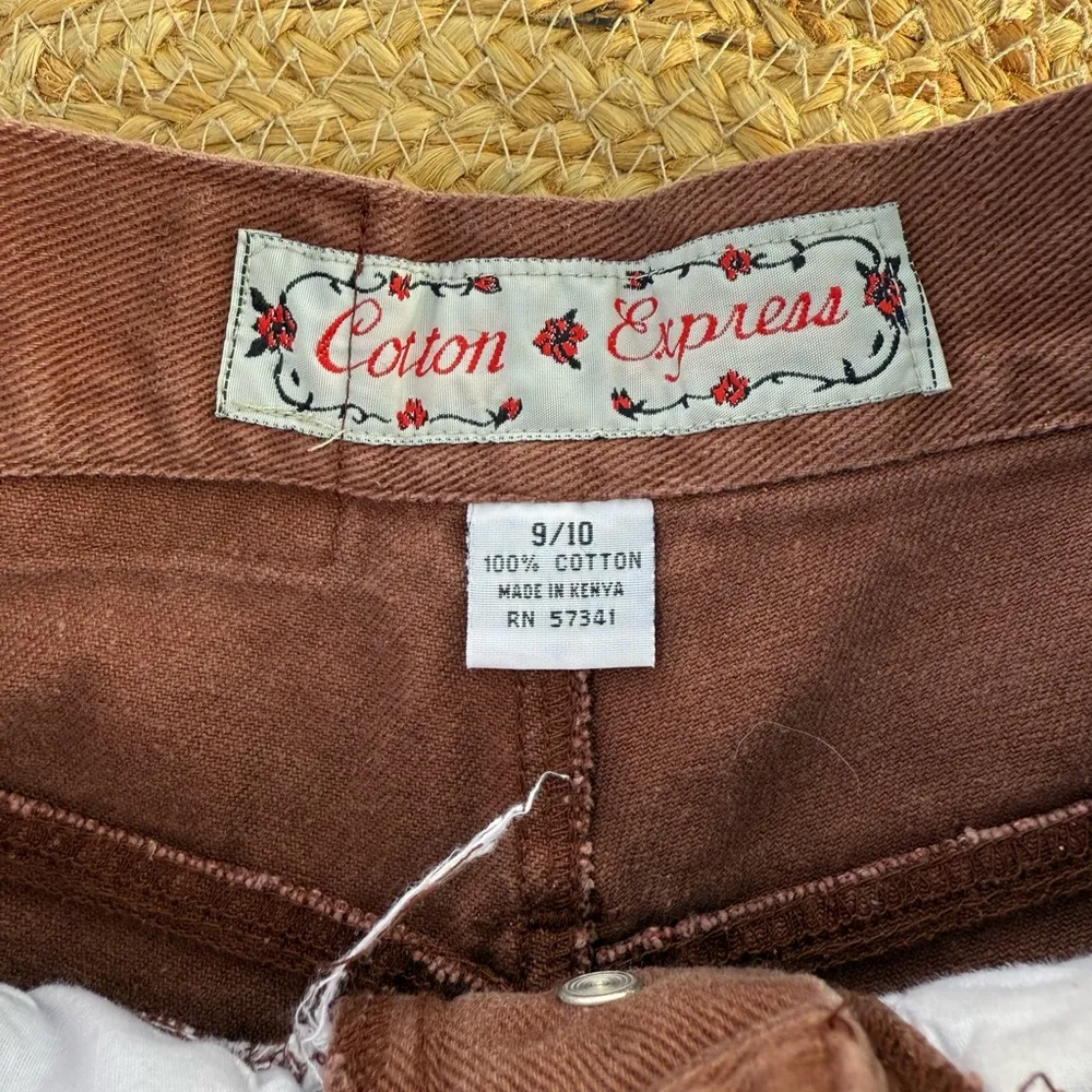 Vtg Cotton Express Women’s 9/10 Cotton Shorts Button Fly High Rise - Image 3