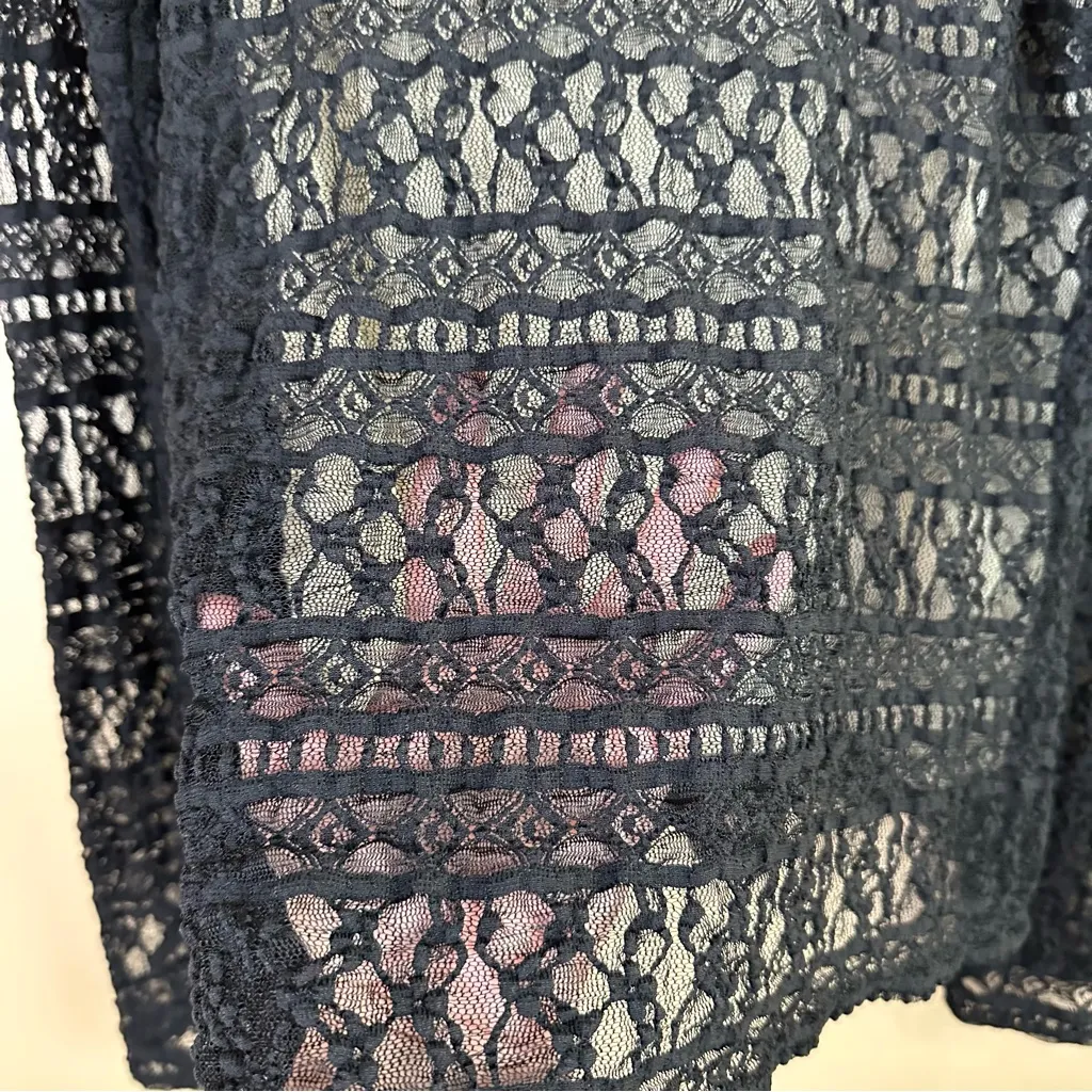 Dialogue Black Lace Long Sleeve Blouse Top Large - Image 4