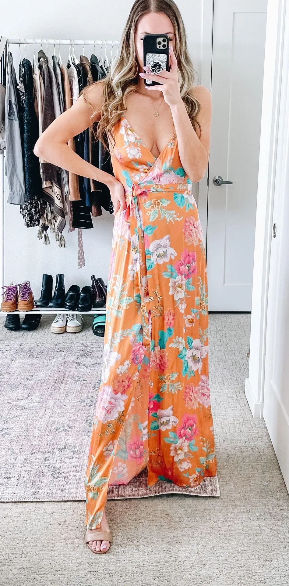 Cubano Floral Wrap Satin Maxi Dress - Image 13