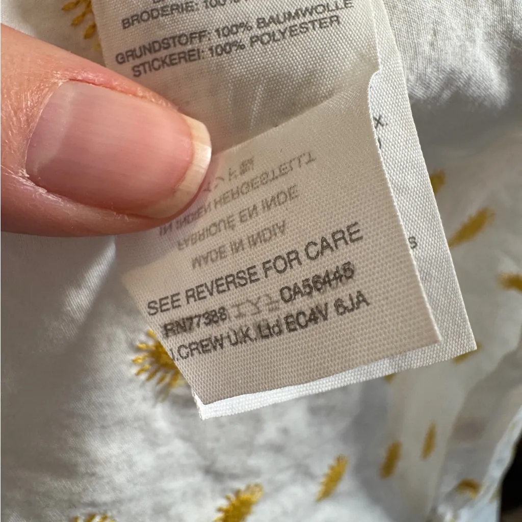 Madewell White Yellow Sun Embroidered Short Sleeve Button Down Shirt Womens S - Image 9