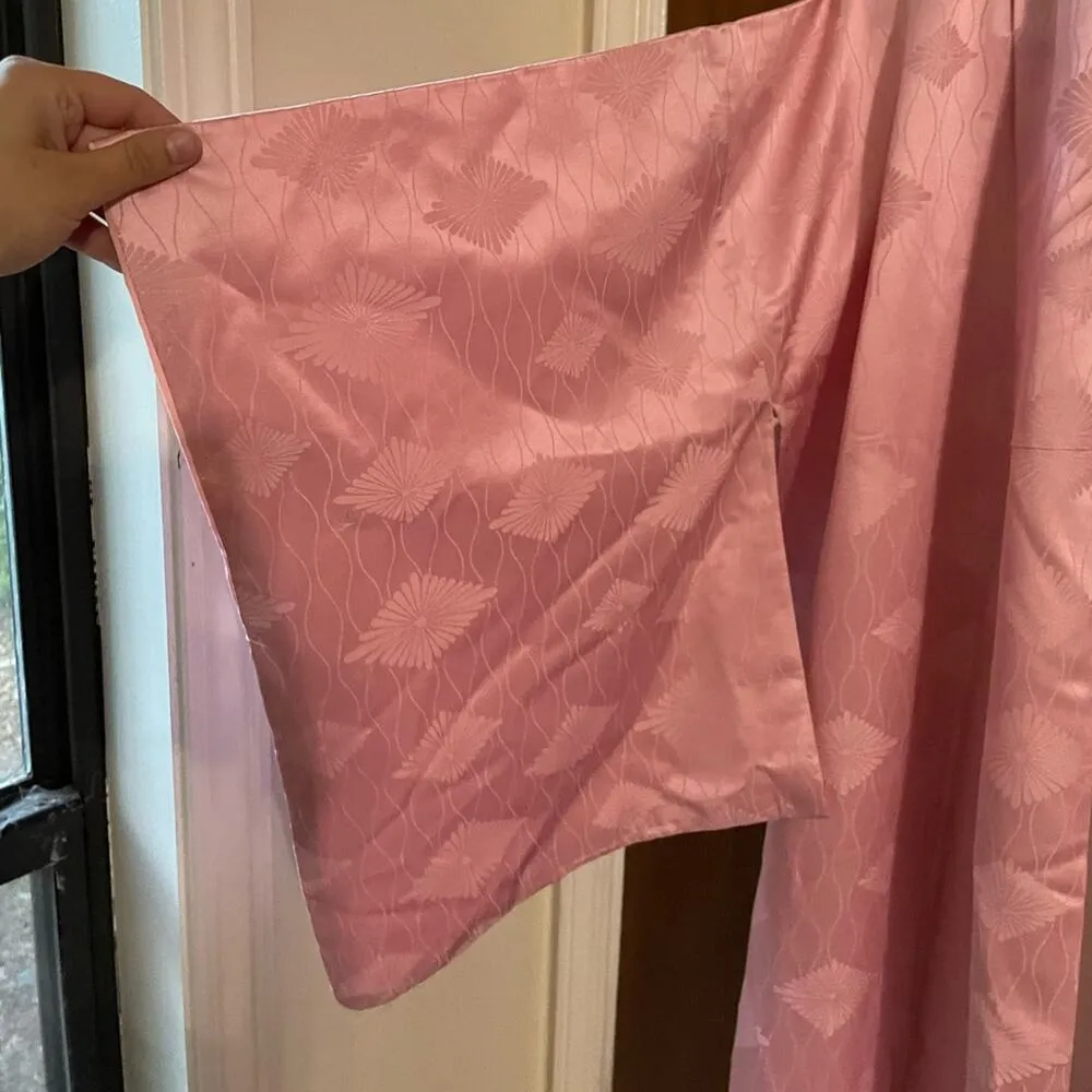 NWT 60s pink silk kimono dress Size M - Image 6