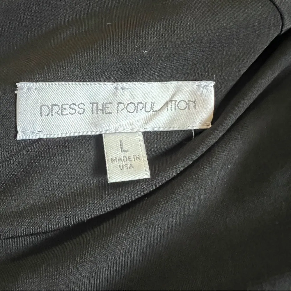 Dress the Population Kelly Black Sequin Open Back Long Sleeve Mini Dress L - Image 9