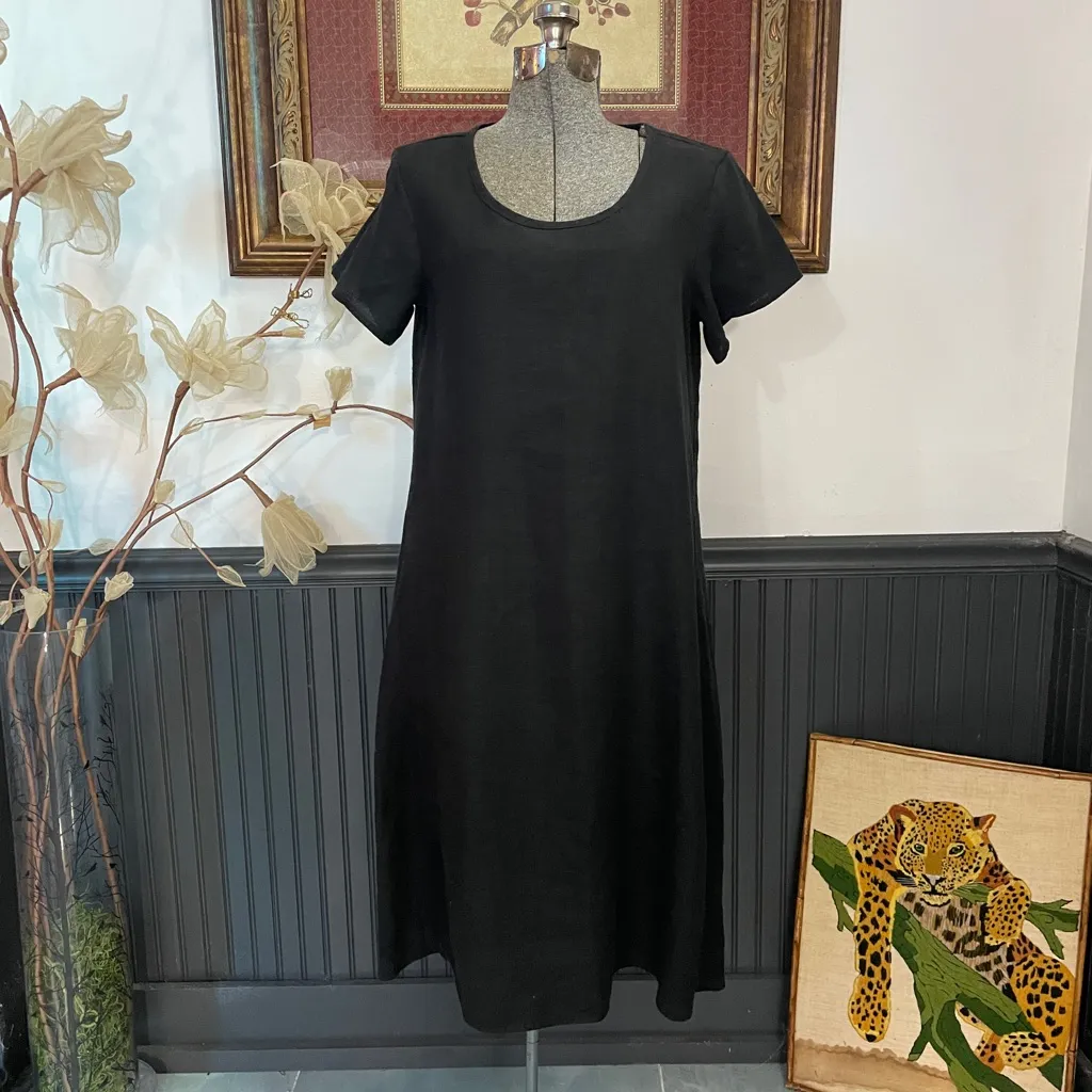 Flax Park Linen Short Sleeves Lagenlook Dress in Nine Iron Sz P (US 4-6) 💛🎀 - Image 3