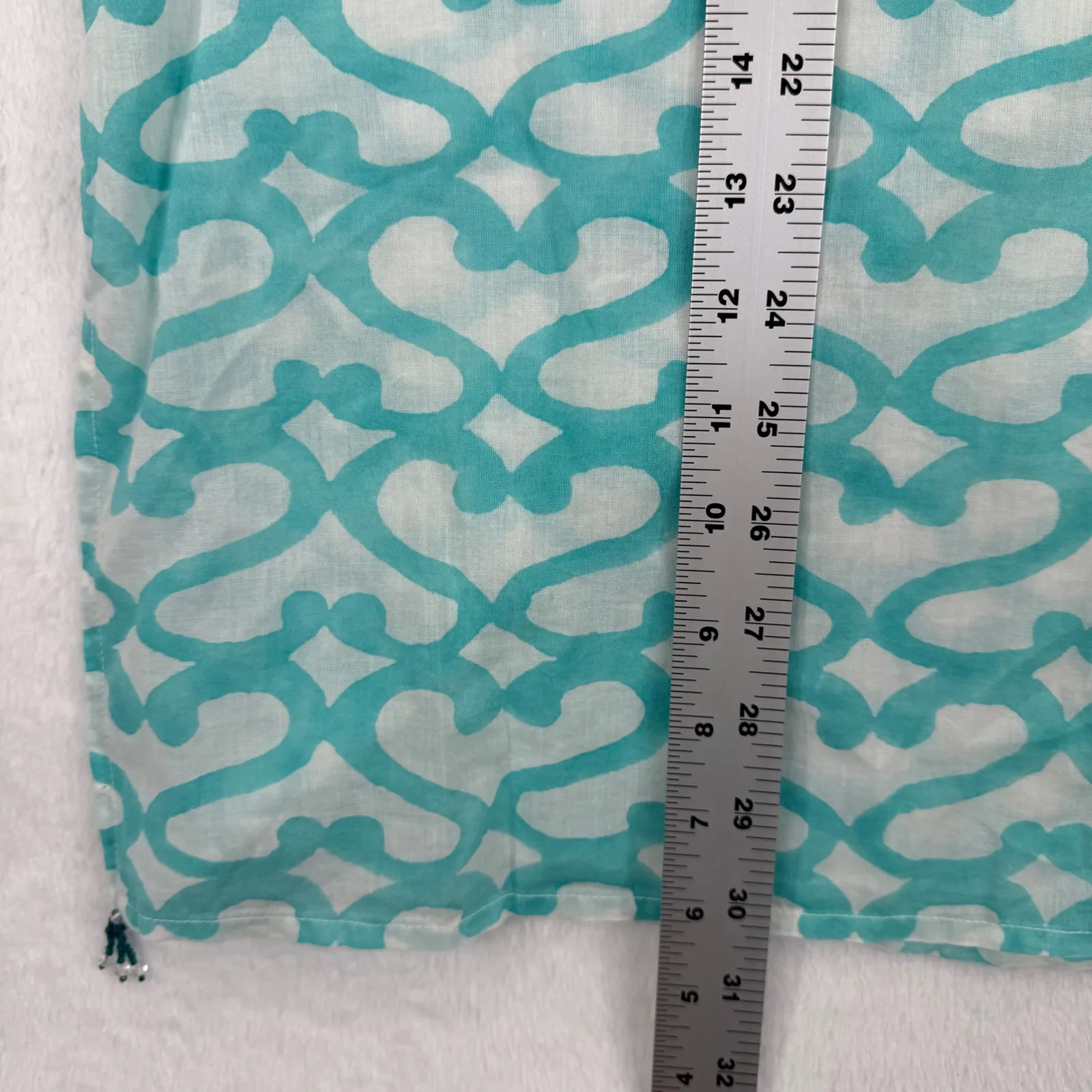 Roberta Roller Rabbit Women's Kurta Small Cotton Tunic Dress Cover Up Teal - Image 3