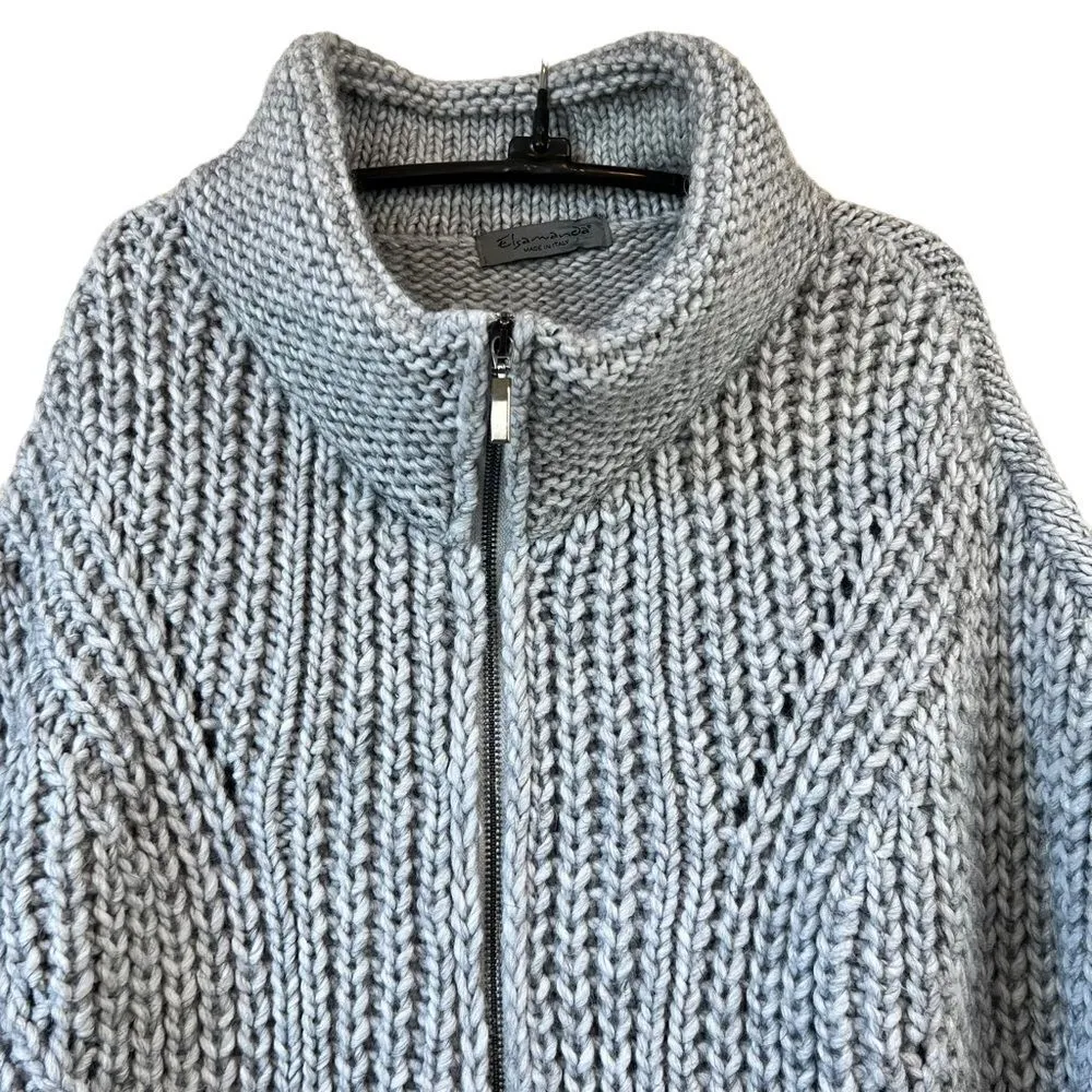 Anthropologie Elsamanda Sweater Grey Short Sleeve Full Zip Cardigan - Image 5