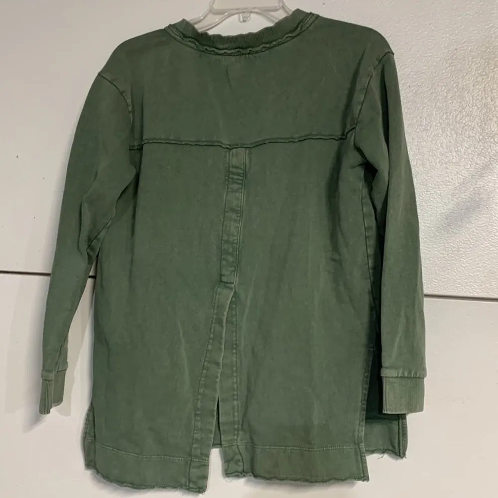 PILCRO ANTHROPOLOGIE GREEN SPLIT HEM TUNIC BLOUSE SMALL - Image 6