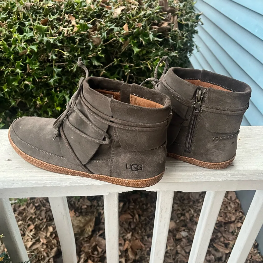 UGG Australia Reid Grey Ankle Boot  Suede Bootie zipper - Image 4