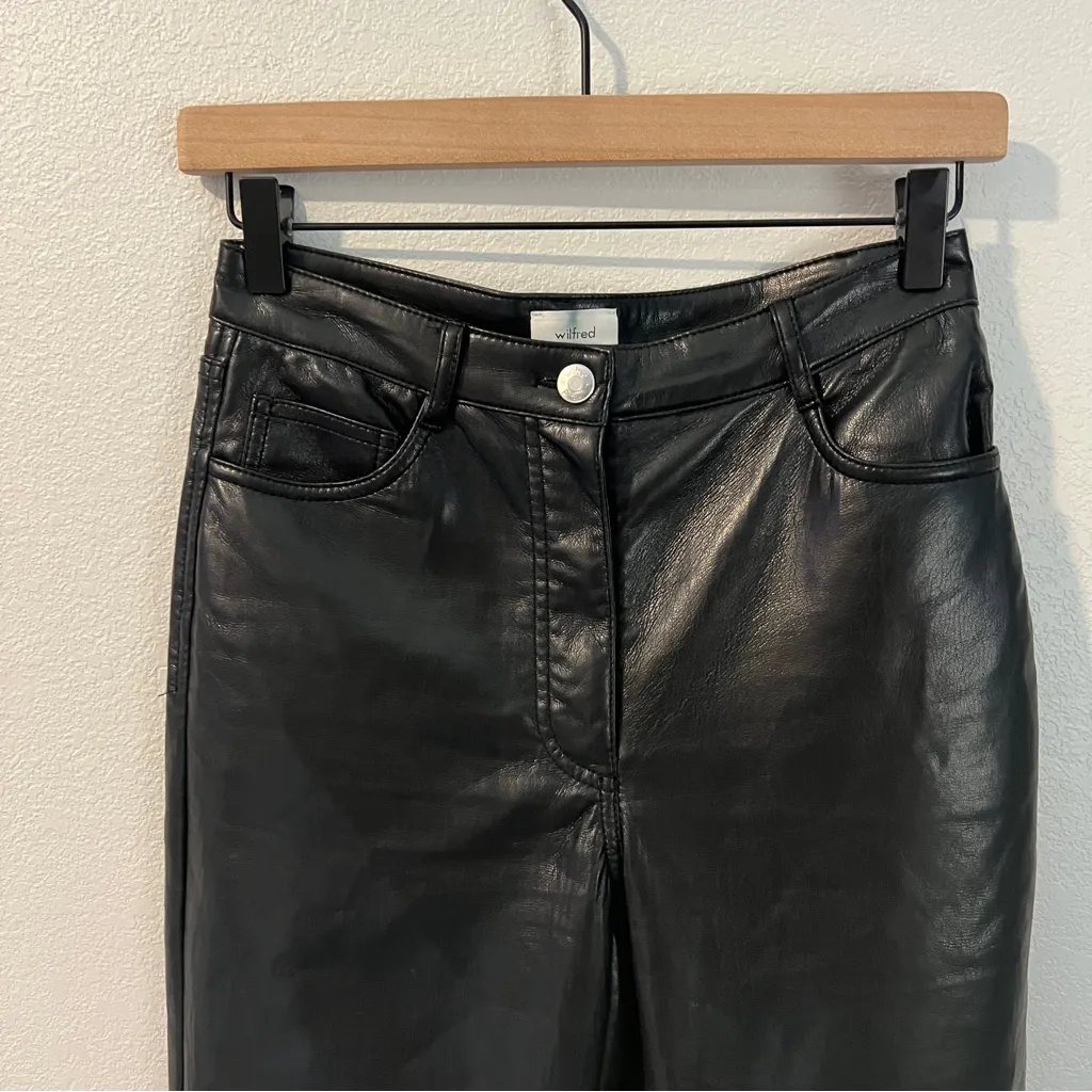 Wilfred The Melina Pant High Waist Vegan Leather Black Soft Sheen straight Leg 2 - Image 4