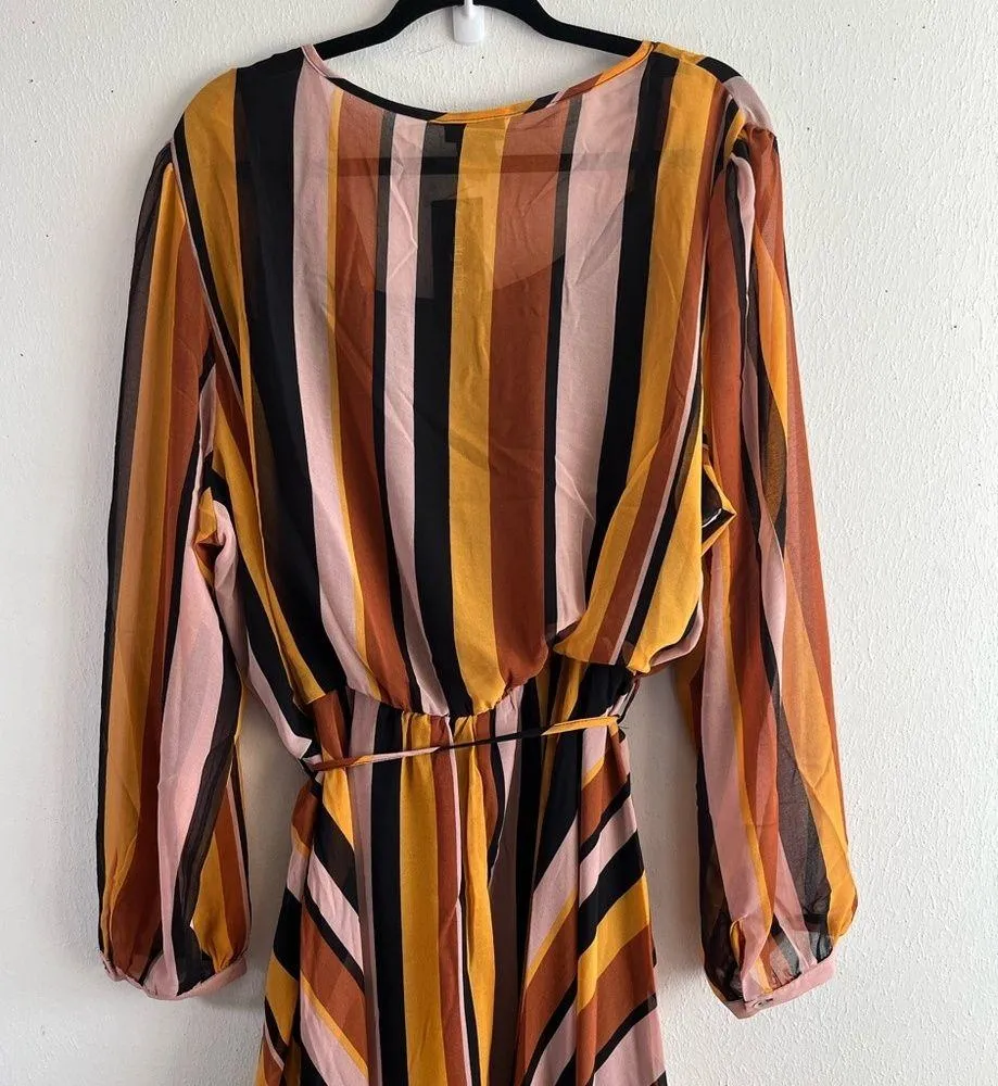 City Chic Dress Gold Stripe Multicolored Maxi Sz 22W NWT V Neck Asymmetrical Hem - Image 10