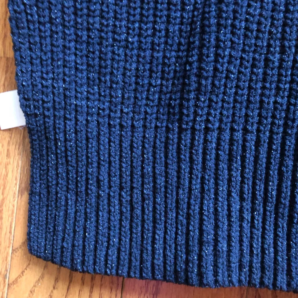 Ann Taylor chenille turtle neck Navy Blue Metallic Sweater Women’s Size XS/S - Image 5