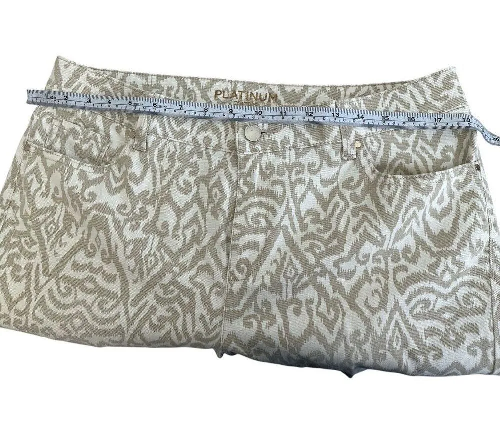 Chicos printed crop jeans mirrored damask print tan white size 15 - Image 7