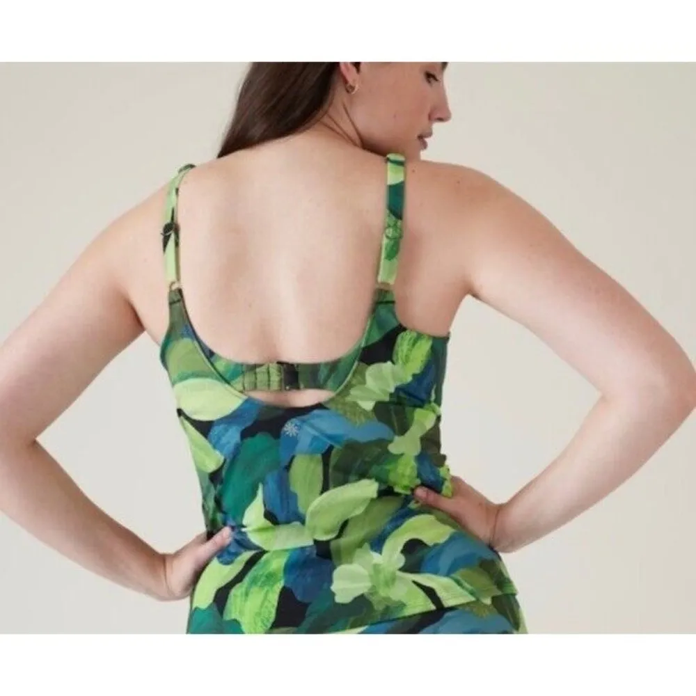 ATHLETA Bondi Bra Cup Tankini Top 32DD Liana Floral Green Support Swim Suit - Image 2