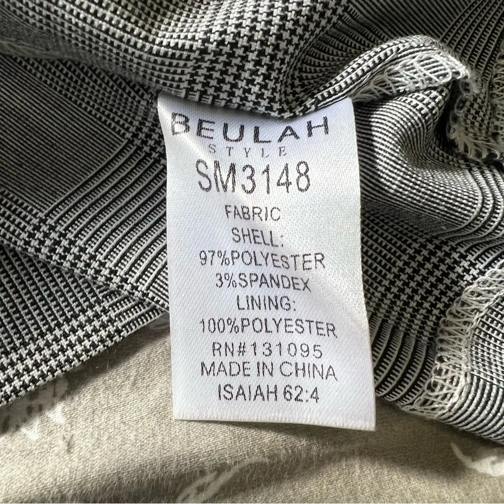 Beulah Style Farrow State Gray Houndstooth Ruffle Sleeve Dress Size L - Image 4