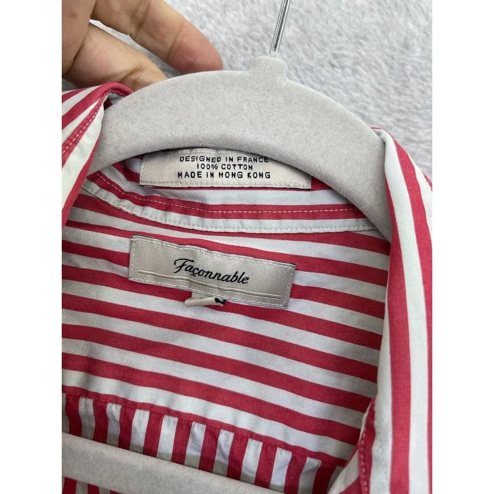 Faconnable Women's Button Down Shirt Striped Long Sleeve Size Small Cotton - Image 10