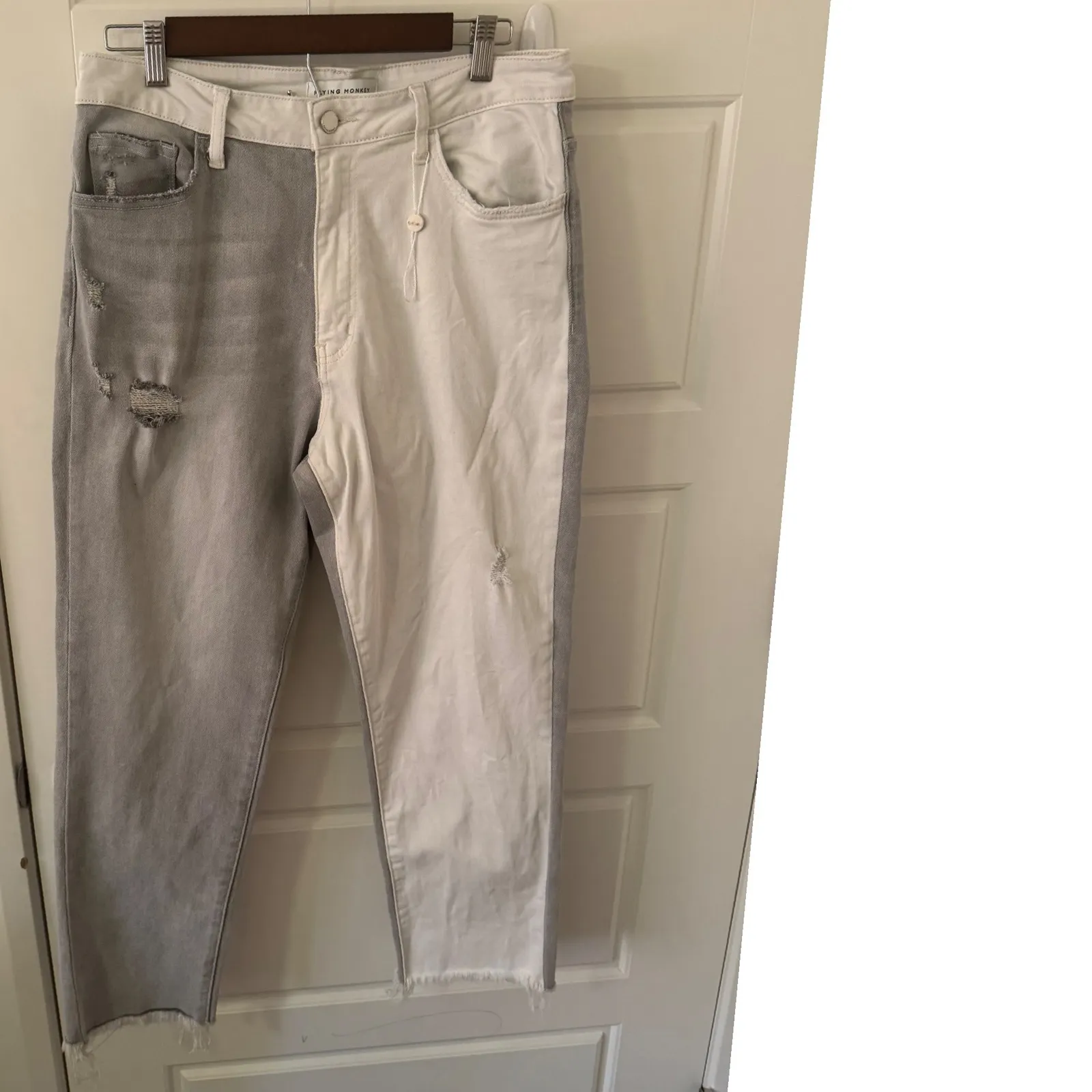 NEW Bohme sz 30 Women Flying Monkey Two Tone Cropped Colorblock Jeans Streetwear - Image 3