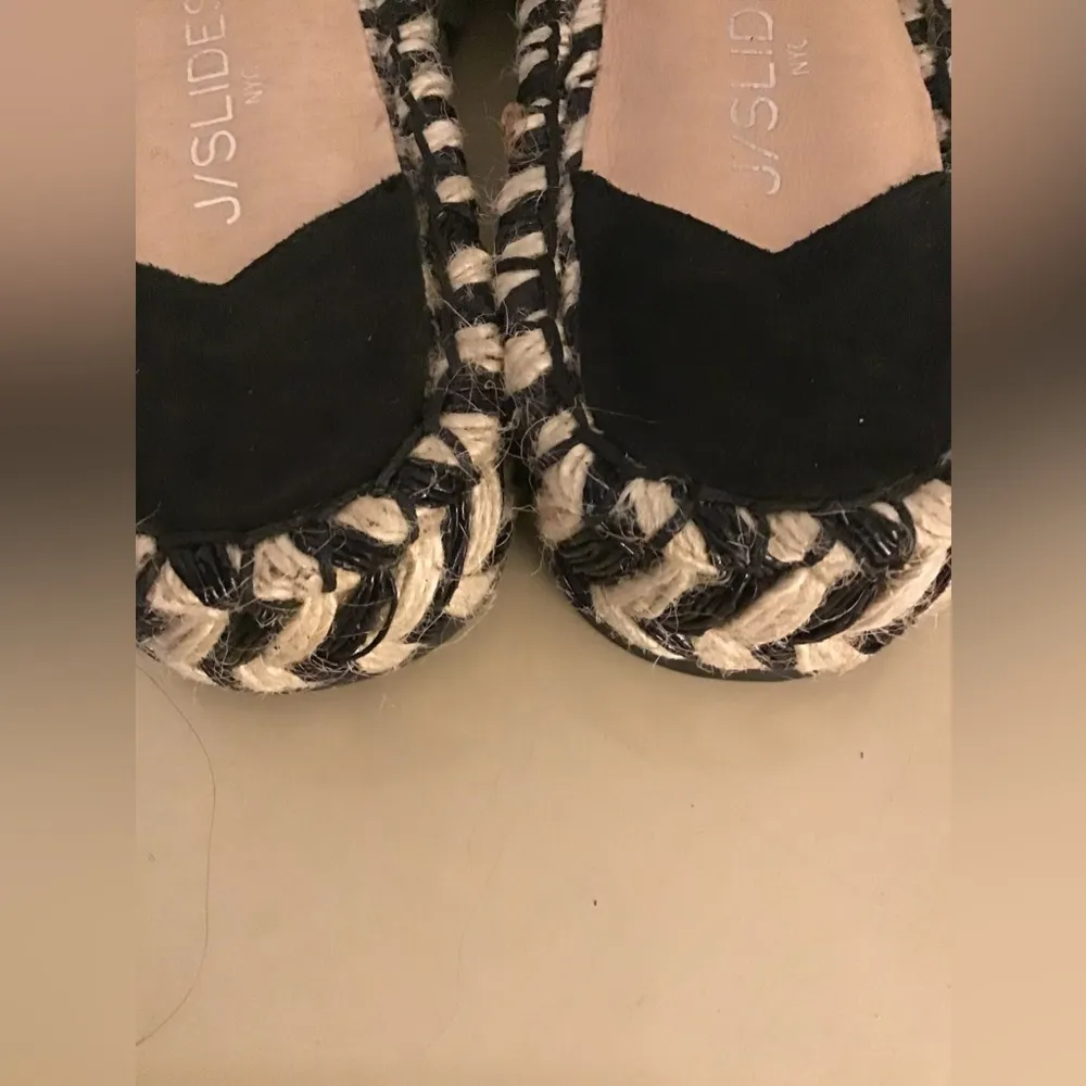 JSlides new with no tag'women black leather espadrilles platform sandals US 7.5 - Image 2