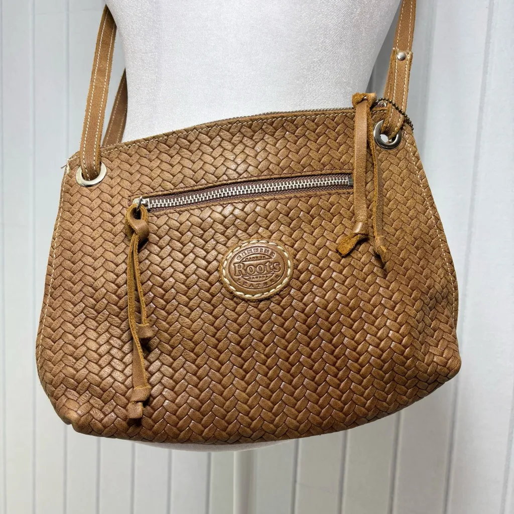 Roots Brown leather Woven crossbody Bag‎ - Image 12