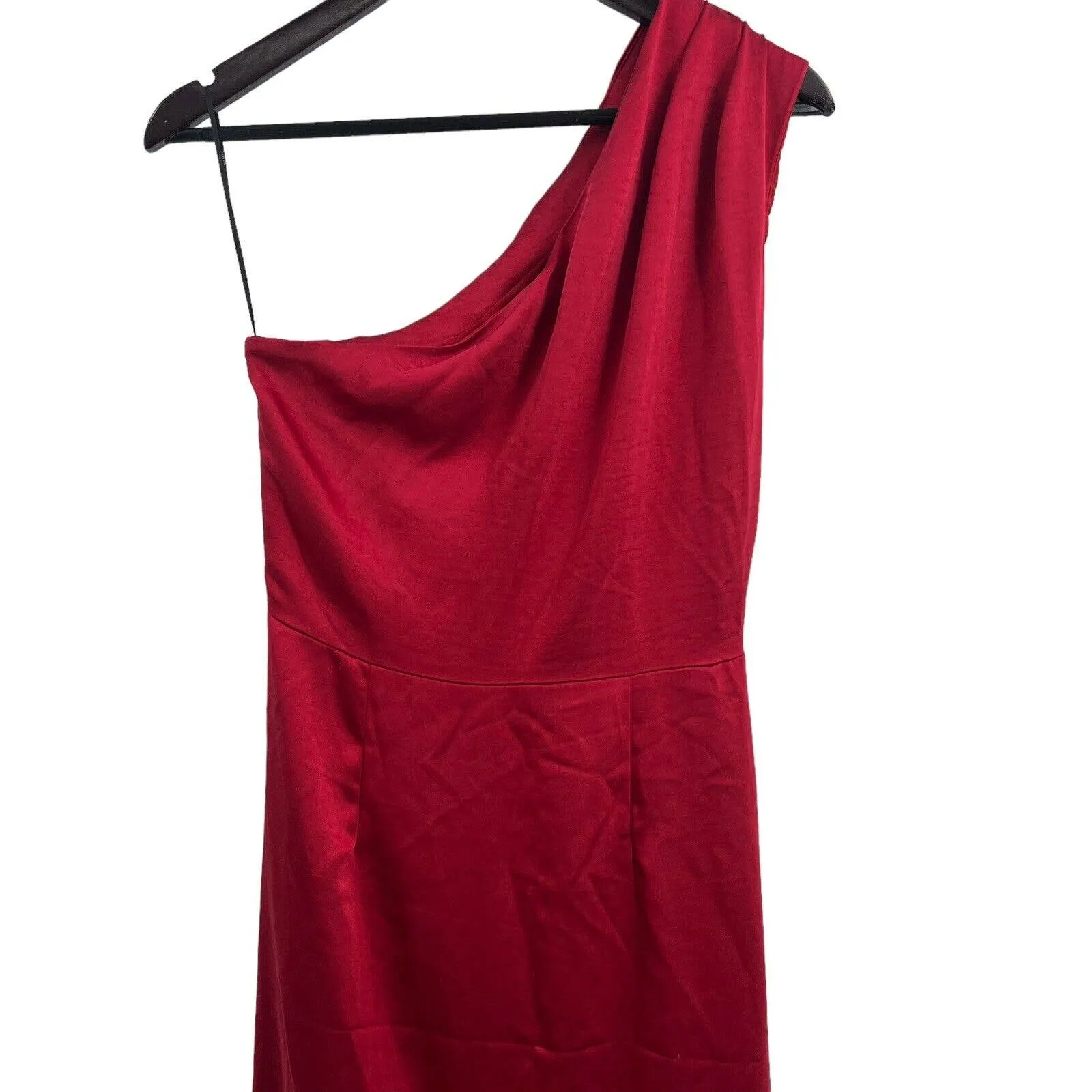 Elliatt Cassini Dress One Shoulder Midi Satin Burgundy Medium New - Image 6